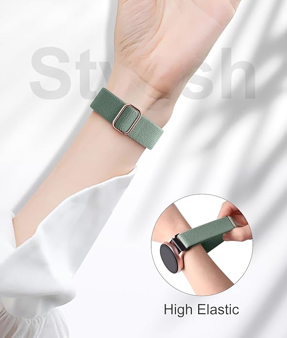 Lerobo Elastic Bands Compatible with Samsung Galaxy Watch 8 7 6 5 4 40mm 44mm/Galaxy Watch 8 Classic 6 4 Classic 43mm 47mm 42mm 46mm/5 Pro Band 45mm/Active 2,3 Pack 20mm Adjustable Nylon Sport Band