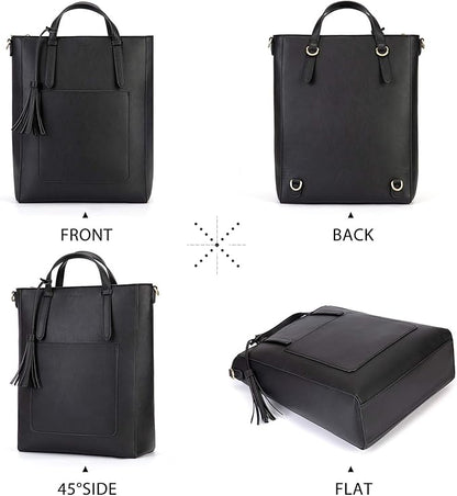 ECOSUSI Tote Bag Convertible Backpack for Women Vegan Leather Handbag Multifuction Shoulder Bag
