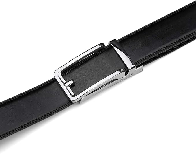 Founders & C Men's Leather Ratchet Comfort Click Belt Dress with Slide Buckle -Adjustable Trim to Fit