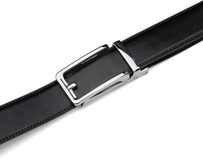 Founders & C Men's Leather Ratchet Comfort Click Belt Dress with Slide Buckle -Adjustable Trim to Fit