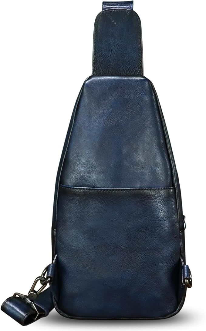 LRTO Genuine Leather Sling Bag for Men and Women Real Leather Shoulder Crossbody Bag Chest Bag Sling Backpack Purse