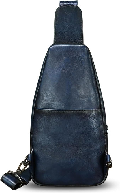 LRTO Genuine Leather Sling Bag for Men and Women Real Leather Shoulder Crossbody Bag Chest Bag Sling Backpack Purse