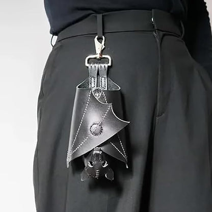 Leather Bat Coin Purse,Handcrafted Leather Bat Coin Purse with Wings,Leather Suede Bat Keychain Wallet for Bags & Belts (3pcs)