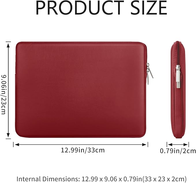 RAINYEAR 13 Inch Laptop Sleeve Soft PU Leather Case Water Resistant Padded Cover Bag Compatible with MacBook Neo A18 13" MacBook Pro/Air A3449 A2681 A3113 A3240 A2338 A2337 (Red)