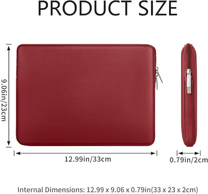 RAINYEAR 13 Inch Laptop Sleeve Soft PU Leather Case Water Resistant Padded Cover Bag Compatible with MacBook Neo A18 13" MacBook Pro/Air A3449 A2681 A3113 A3240 A2338 A2337 (Red)