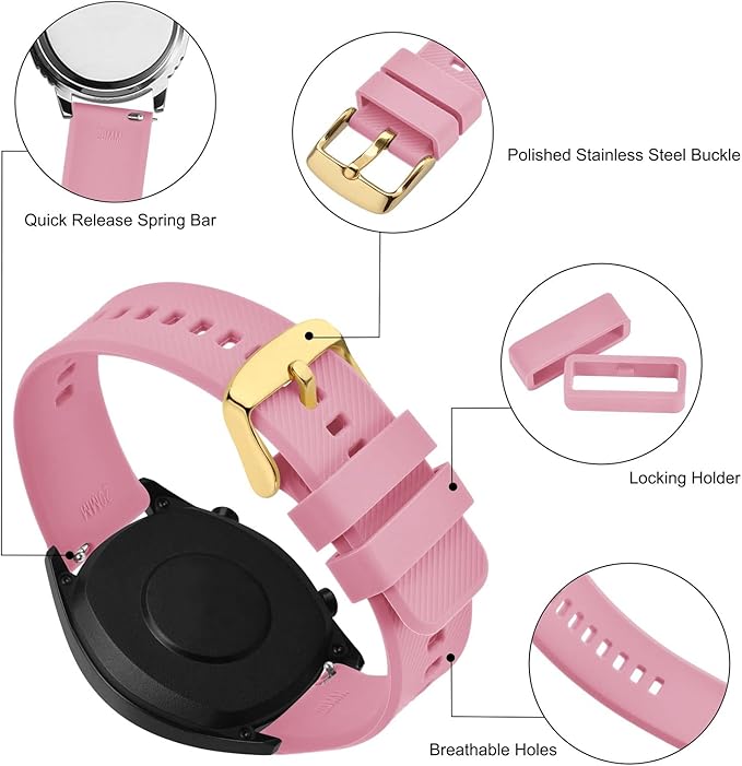 BISONSTRAP Watch Strap 18mm 19mm 20mm 21mm 22mm, Quick Release Silicone Watch Bands for Men Women