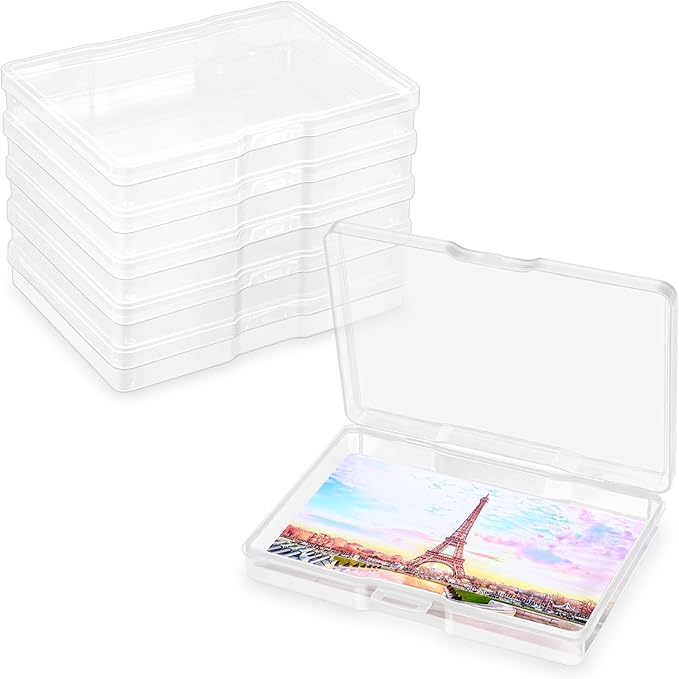 Photo Storage Box 5 x 7 Inches, 12 Pack Photo Organizers and Storage, Acid-Free Picture Storage Container, Stackable Craft Keeper for Photos, Cards, Stamps, Scrapbooking, Office Supplies etc