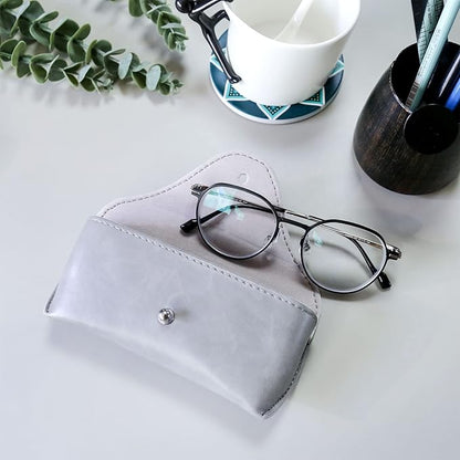 LogHog Portable Leather Glasses Case,Flexible Sunglasses Pouch Slim Case for Women Men Horizontal Eyeglass Case