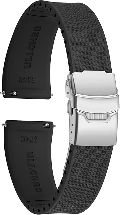 ULLCHRO Silicone Watch Band Quick Release Strap FKM Waterproof Watch Bands for Men 20mm 22mm Replacement Strap Sport Rubber Watchband