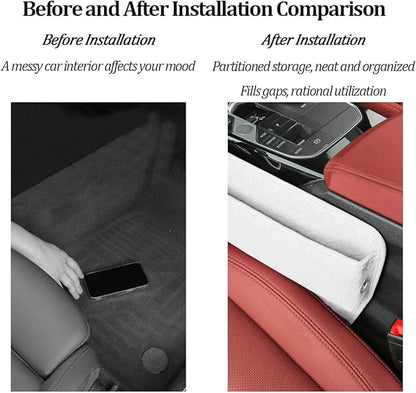 Car Seat Gap Filler Organizer, Leather Console Side Gap Filler Storage Box for Storing Phones Keys, No-Drop Automotive Seat Crevice Blocker Organizer, Universal for Truck SUV Sedan (White)