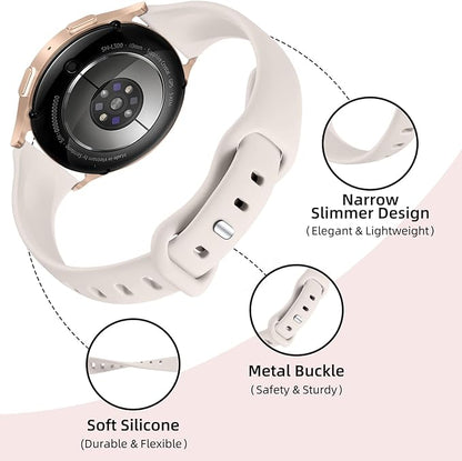 GEAK Compatible with Samsung Galaxy Watch 7 6 Band/Galaxy Watch 4 5 Band 40mm 44mm,20mm Soft Slim Silicone Strap Compatible for Samsung Watch 4 Bands Large Starlight/Bluegrey/SmokeViolet/MilkTea