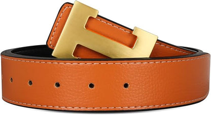 Aurolran Men&Womens Leather Dress Belt Business Automatic Buckle Belt Color-Black Silver Gold