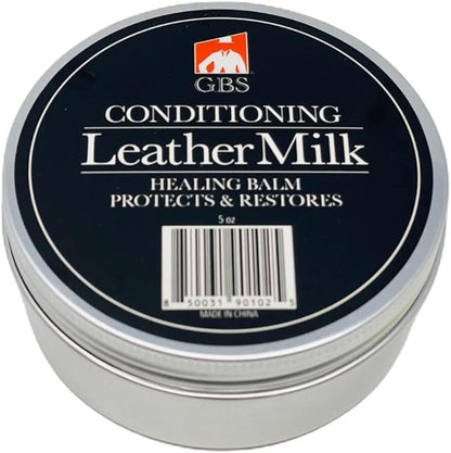 G.B.S Leather Milk Conditioner & Cleaner – 5 oz – Natural, Non-Toxic – Restores Dry, Cracked & Scratched Leather – Waterproofs & Protects – Includes Sponge Applicator