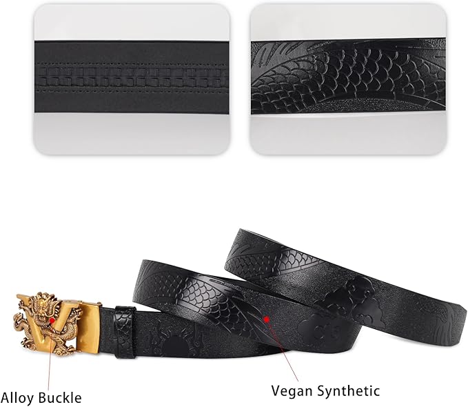 Aurolran Men&Womens Leather Dress Belt Business Automatic Buckle Belt Color-Black Silver Gold