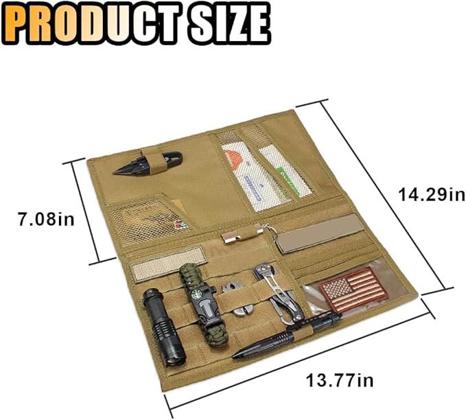 Tactical Molle Car Sun Visor Organizer, Large Molle Visor Panel Storage Pouch Holder, Tactical Gear Truck Storage Shelf, 600D Car Sunshade Storage Bag for Large Vehicle (Khaki)