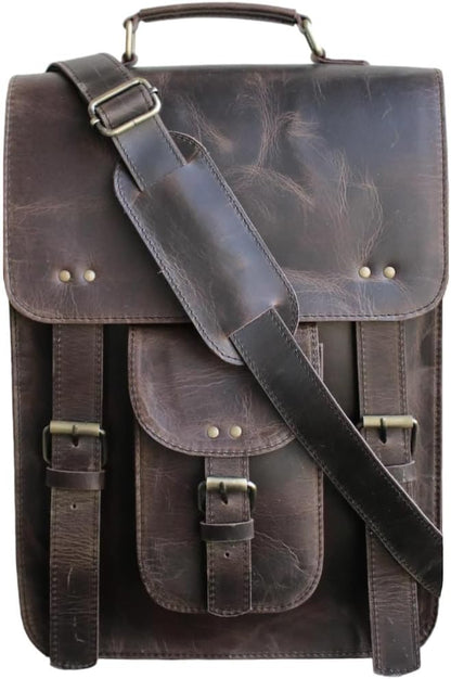 jaald Genuine Leather Messenger Bag Vintage Laptop Crossbody Bag Satchel Man Purse Shoulder Bag for man woman office bag