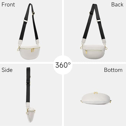 GAEKEAO Crossbody Bags for Women Fashion Sling Purse Fanny Pack Leather Belt Bum Bag Chest Shoulder Bag for Travel Beige