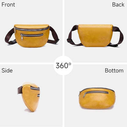 GAEKEAO Fanny Packs Waist Pack for Women Men Vegan Leather Cross body Belt Bag Travel with Adjustable Strap Bright Yellow