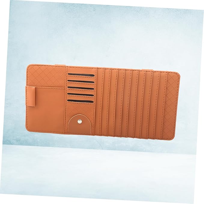 GLEAVI Multi-Functional Sun Visor Organizer Bag Leather Cd Holder for Car Stylish for Pens and Cards Convenient Storage for Vehicle Accessories