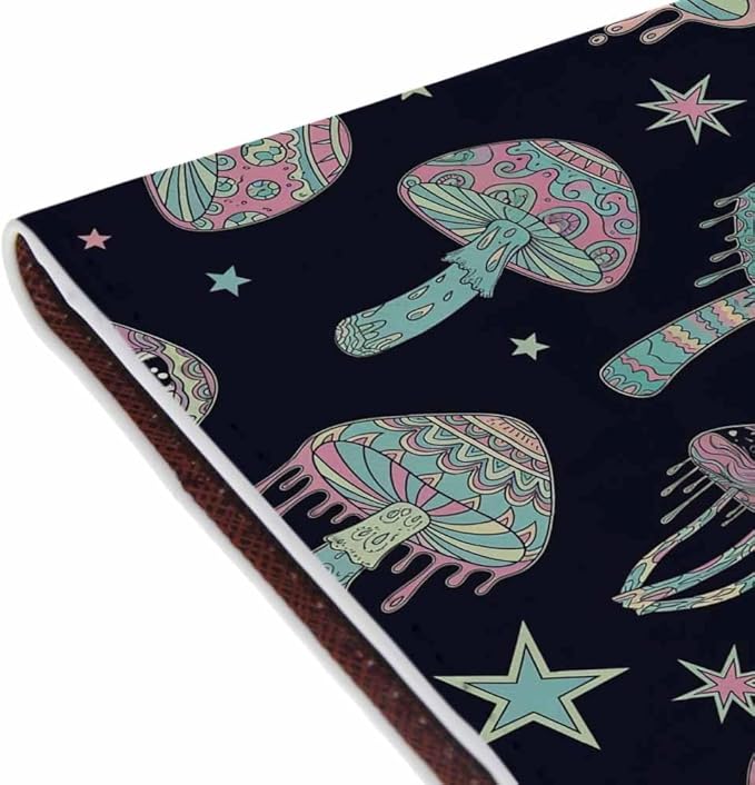 Magic Mushrooms Passport Holder for Travel Hippie Colorful Mushrooms Boho Nature PU Leather Passport Cover Wallet Cute Passport Card Holder for Women and Men