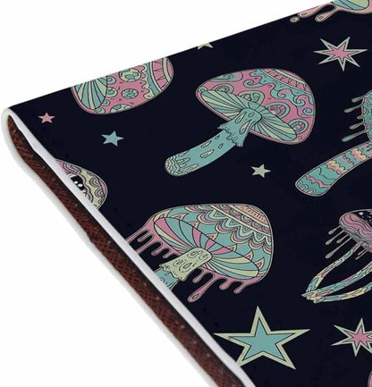 Magic Mushrooms Passport Holder for Travel Hippie Colorful Mushrooms Boho Nature PU Leather Passport Cover Wallet Cute Passport Card Holder for Women and Men