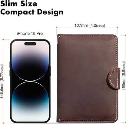 RFID Passport Holder for Travel with Airtag Slot(Hidden) - Genuine Leather Passport Wallet, Large Capacity Passport Cover for Men & Women, Family & Couples, Christmas Gift