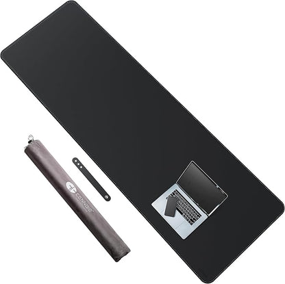 CENNBIE Leather Desk Mat Protector, XXL 74.8" x 23.6" Extra Large Leather Office Desk Pad Mat for Full Desk, Computer Desk Mat on top of desks - Oversized Large Mouse Pad (Black)