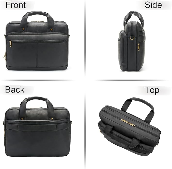 Briefcase for Men Leather Laptop Bag 16 Inch Messenger Bag Vintage Crossbody Laptop Computer Bag for Business,Work,Travel