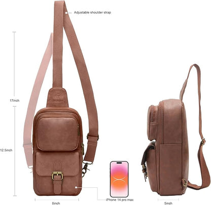 Sling Bag for Men Women Pu Leather Crossbody Bag Waterproof Funny Waist Pack Vintage Shoulder Bags