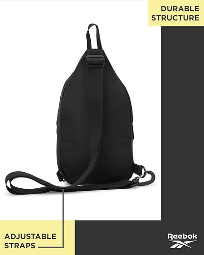 Reebok Unisex Crossbody Sling Bags – Compact Convertible Strap Cross Body Bag Travel Sling Bag - Gym & Travel Essential, Thea II Black
