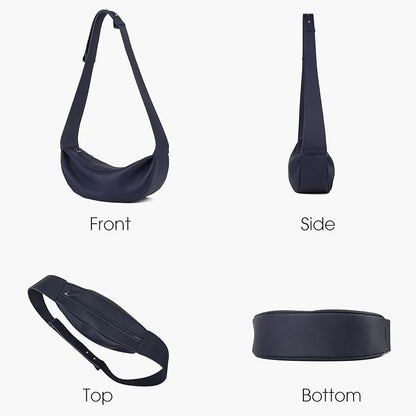 DONNAIN Genuine Leather Sling Bags Crossbody Women, Minimalist Style Casual Chest Bags with Wide Strap