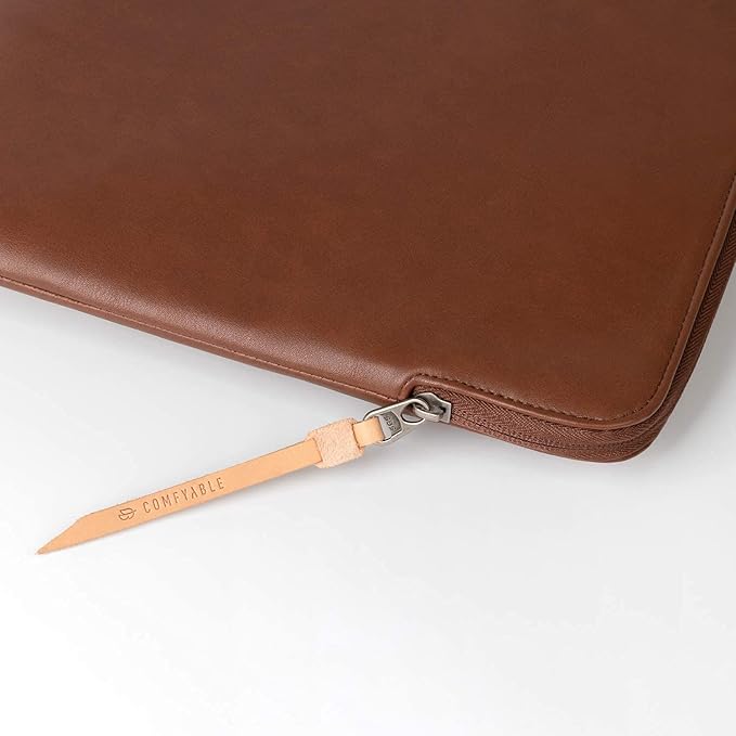 Comfyable Slim Laptop Sleeve Compatible with 13 Inch MacBook Air 13 in M5 M4 M3 M2, 13" MacBook Pro/Neo, PU Leather Bag Water-Resistant Cover Case, Brown