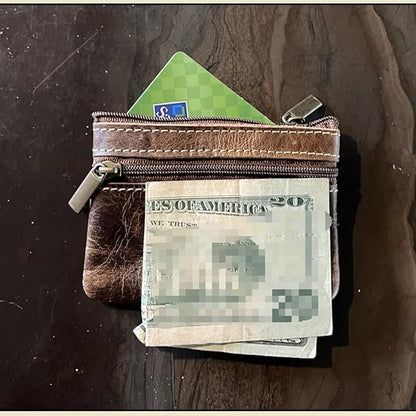 Hibate Small Leather Coin Purse Change Pouch for Women Men Kids with Zip Key Ring (Clip_Purple)
