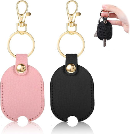 2Pcs Leather Car Key Cover Keychain Car Key Holder Leather Keychain Vintage Keys Fob Cover Stylish Keys Covers Caps Sleeve Broken Cars Loop Replacement Keychains Case Pouch Protector for Women Men