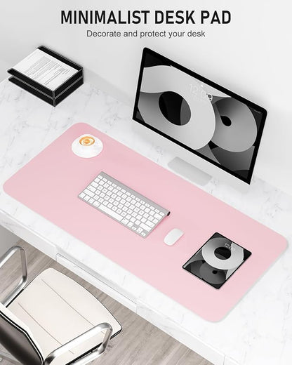 Desk Pad, 35.5" x 17" PU Leather Non-Slip Desk Mat Large Mouse Pad for Desktop, Waterproof Laptop Computer Writing Mat for Office, Home, Work, Gaming, Light Pink