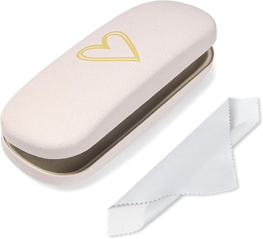 Glasses Case Hard Shell, Leather Protective Case for Sunglasses with Cleaning Cloth, Cute Eyeglass Cases for Women