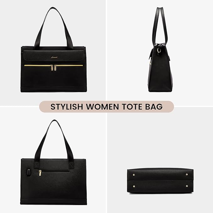 LOVEVOOK Laptop Bag for Women 17.3 Inch Laptop Tote Work Bags Professional Leather Computer Briefcase Waterproof Handbag Shoulder Large Capacity Business Teacher Office Crossbody Purse