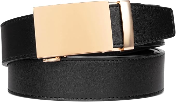 Founders & C Ratchet Belts for Men-Black/Brown Belt Leather 1 3/8" for Casual Dress-Micro Adjustable Belt