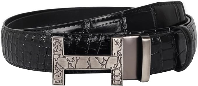 Aurolran Men&Womens Leather Dress Belt Business Automatic Buckle Belt Color-Black Silver Gold