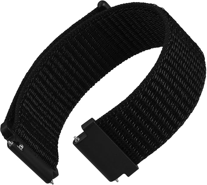 WOCCI 19mm Adjustable Nylon Watch Band, Quick Release Sport Loop Strap (Black)