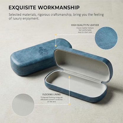 Rounded Rectangle Glasses Case – Hard Shell PU Leather Eyewear Case with Soft Lining & Magnetic Closure