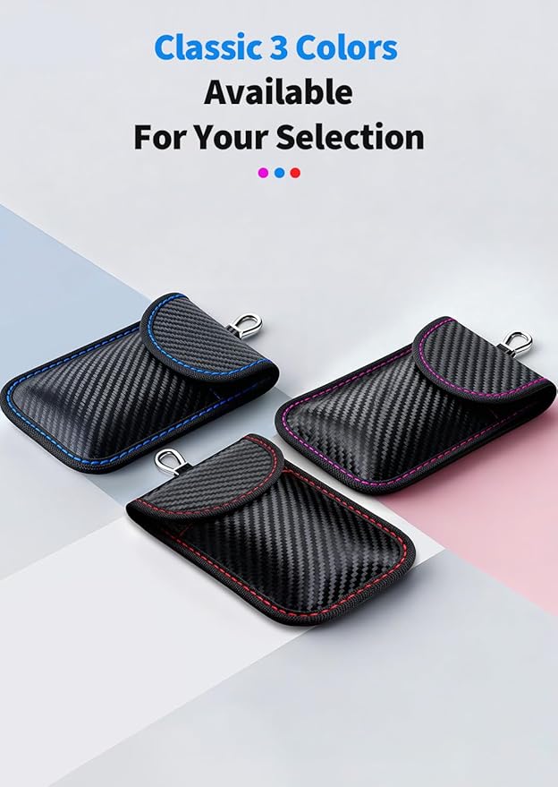 Faraday Key Fob Protector, 2 Pack Faraday Bags for Car Keys, Safe Key Pouch for Car RFID Key Fob Protector, Signal Blocking Case