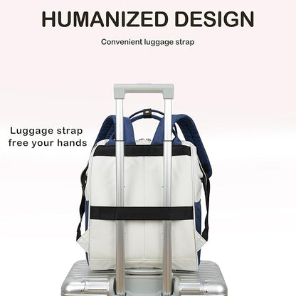 KROSER Laptop Backpack 17" Stylish Backpack Water Repellent College Casual Daypack Travel Business Work Bag for Men/Women-Beige/Haze Blue