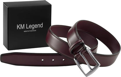KM Legend Mens Leather Dress Belt for Work Business and Casual