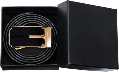 Dubulle Men's Ratchet Belt Gold/Black/Red/Green/Blue/White Automatic Buckle Business Casual Belt Gift - Adjustable Fit