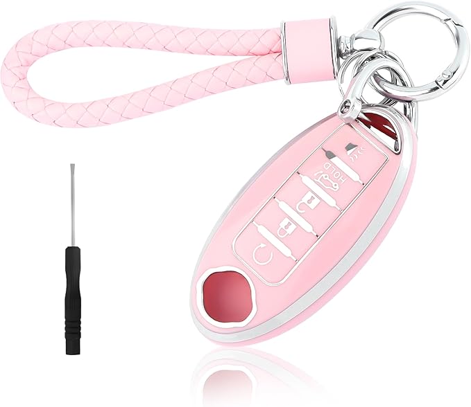carleef 5 Button Key Fob Cover with Key Chain,TPU Car Key Cover for All Around Protection,Key Fob Protector Compatible with Nissan(for Nissan)