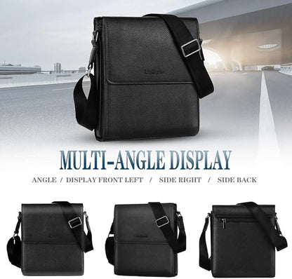 Leathario Men's Crossbody Bag,Vegan Leather Shoulder Messenger Purse Sling Satchel For Work Business Travel