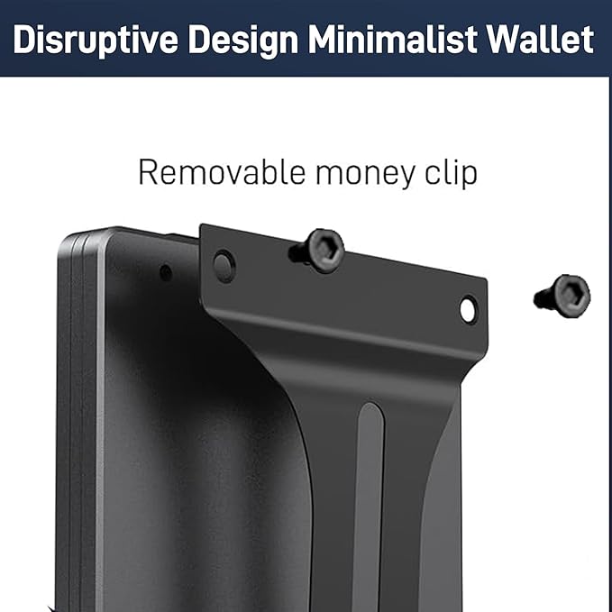 Minimalist Carbon Fiber Wallet for Men, Money Clip Cash Strap Wallet, RFID Blocking Metal Wallet Aluminum Card Holder,Front Pocket Wallet-Redline Flag Eagle