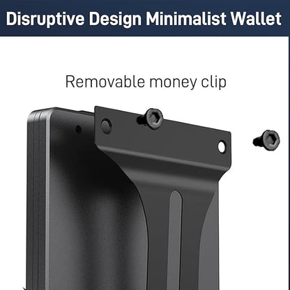 Minimalist Carbon Fiber Wallet for Men, Money Clip Cash Strap Wallet, RFID Blocking Metal Wallet Aluminum Card Holder,Front Pocket Wallet-Redline Flag Eagle
