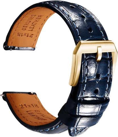 REZERO Leather Watch Bands for Men, Quick Release Watch Straps, Luxury Italian Alligator Grain Embossed Band Replacements 19mm 20mm 21mm 22mm